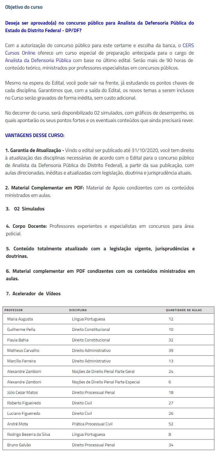 Rateio DP DF Analista Preparação Antecipada (CERS 2020) Defensoria Pública do Distrito Federal 4